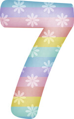 Number 7 with flower pattern
