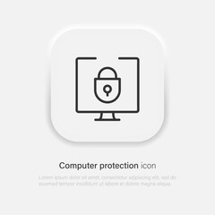 Computer with padlock icon. PC security protection symbol. Vector EPS 10