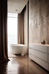 Fototapeta na wymiar minimalist premiere bathroom in luxury home. Generative AI