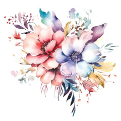 Dreamy Watercolor Fairy Flowers: Clipart with Transparent Background for Fantasy Art