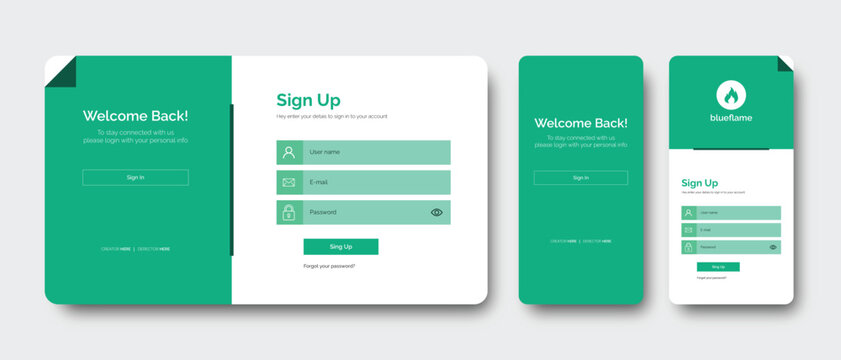 set of sign up & sign in forms. professional mobile app sign in page. register page vector illustration. 