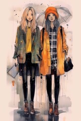 Raincoats add color to a boring day. (Illustration, Generative AI)