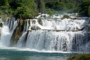 Fototapeta na wymiar scenic waterfall in krka national park