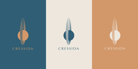 Celestial Logo design, Planet logotype, Minimal logo, Saturn, Spiral, Astrology, Astronomy, Spiritual, Vector logo