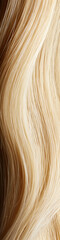 A closeup view of a bunch of shiny straight blond hair in a wavy curved style.social media content for beauty salons. hair dye color in the catalog. Generative AI