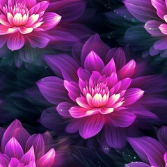 pink water lily seamless pattern - flower pattern
