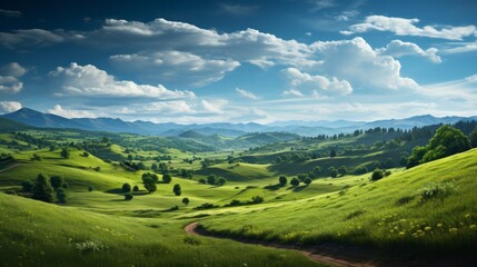 Obraz premium Emerald Reverie: Nature's Verdant Symphony Painted in Azure Hues