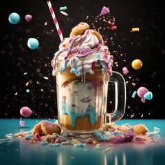 ice cream shake with chocolate, AI generative