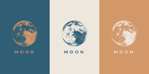 Naklejka premium Celestial Logo design, Moon logotype, Minimal logo, Satelite, Spiral, Astrology, Astronomy, Spiritual, Vector logo