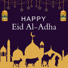 Eid ul Adha Post Flyer Design in Adobe Illustrator Eid Mubarak card 