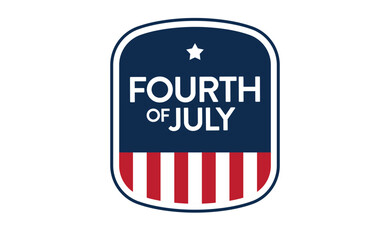 Fourth of July badge. USA Independence day emblem. July 4th celebration sticker.