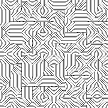 Wave lines, straight lines. Abstract seamless pattern for background or decorative texture. Vector