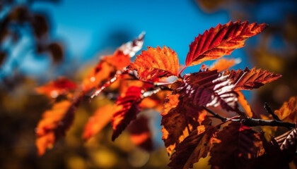 Vibrant autumn colors of Japanese maple in forest close up generated by AI