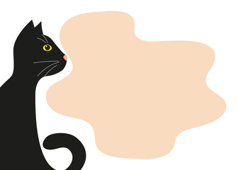 Banner frame with funny cartoon cats.    Postcard design, flyer design. Space for text. Vector illustration, isolated background.