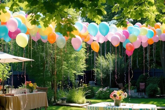 Kids Birthday, Garden Party Venue, Garden Filled With Balloons, Party Filled With Balloons, Birthday Party, Outdoor Party, Outdoor Wedding, Venue Filled With Balloons