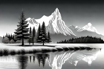 Fototapeta premium winter forest landscape coloring book