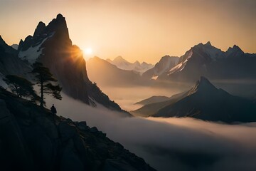 sunrise in the mountains gernated ai