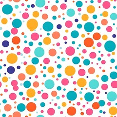 A seamless pattern featuring playful and whimsical dots in different sizes and colors, creating a fun and lighthearted design. Generative AI