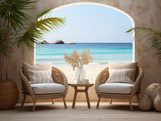 Mock up frame in cozy Coastal Home HD, Background