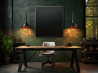 Poster Mock up in modern black home interior HD, Background