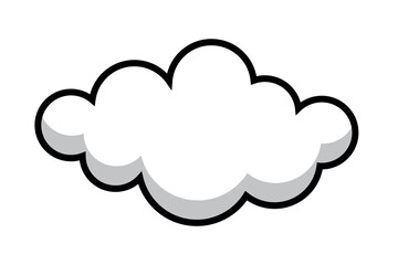 Vector Outline Cloud Isolated on White Background. Minimal Cloud in Cartoon Style. Clouds Set in Hand Drawn Vintage Retro Style Cartoon Clouds design elements. Environment illustrations.