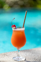 tropical drink at a pool or tropical spot