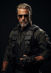 Fototapeta premium Stealth Soldier-Secret Agent-On a Black Background-Generative AI