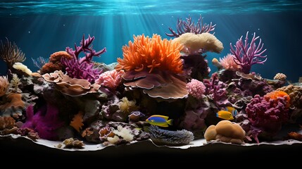 Obraz na płótnie Canvas Underwater world and vibrant coral reef. Generative AI