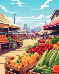 Fresh produce displayed at a farmers market. (Illustration, Generative AI)