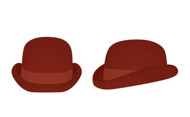 Red  bowler hat. vector illustration