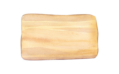Watercolor wood plank board. Textured hand-drawn illustration isolated on white background. Rustic board perfect for card, design, hike and walks, eco style