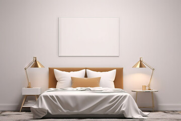 big rectangular mock up frame on a modern bedroom