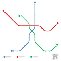 metro or subway map design template. city transportation scheme concept. rapid transit vector illustration