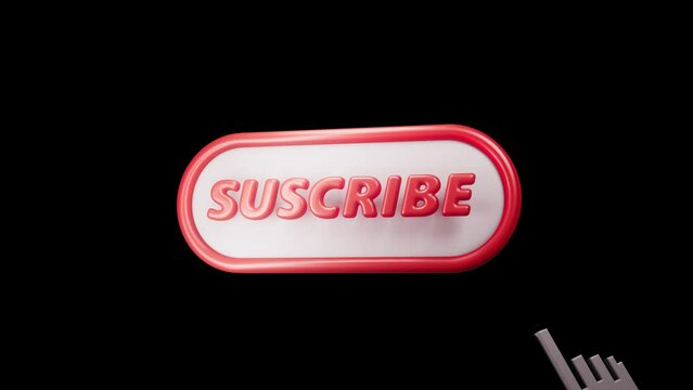 Suscribe 3d Button in red color