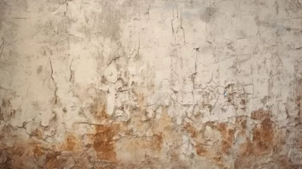Foto op Plexiglas Verweerde muur Vintage Concrete Wall with Light Brown Tonal Paint and Plaster