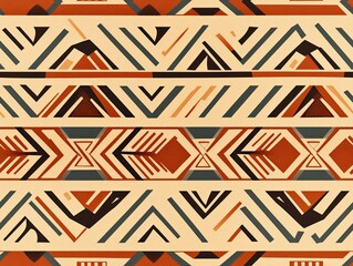 South American ethnic art, geometric seamless indigenous pattern, native ornament design infinite tile. Perfectly fits for fabric prints, surface textures, cloth design, wrapping. Generative AI