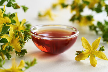 St. John's wort oil in a bowl