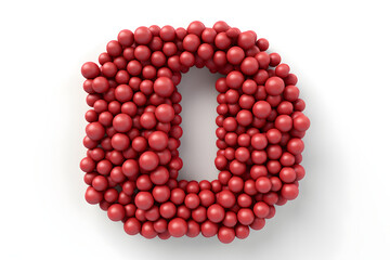 illustration of letter O made from large red candies on white background