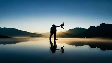 Father and Son spending time together in nature and concept of love of father to son and family video, Great to use for website, advertisement, banner, blog etc.