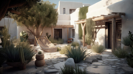 3D render greece ancient concept, Home and Garden Embracing the Timeless Elegance and, Creating a Harmonious Fusion of Indoor and Outdoor Spaces