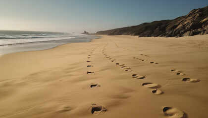 Fototapeta na wymiar Walking on sand dunes, enjoying the tranquil scene of nature generated by AI