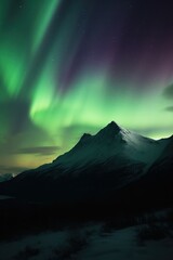the aurora borealis in far north iceland, sky and mountains wallpaper. AI Generated