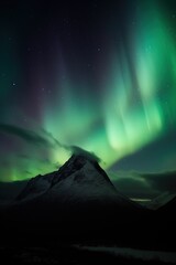 the aurora borealis in far north iceland, sky and mountains wallpaper. AI Generated