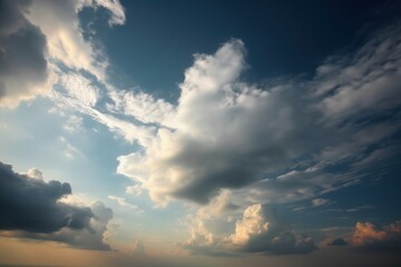 the view from the plane reveals white clouds at sunset. AI Generated