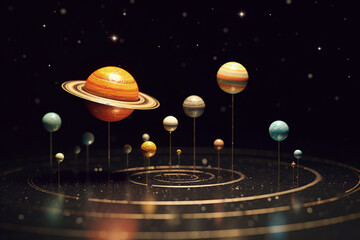 Celestial Symphony: A visually striking representation of our solar system, with planets arranged in their orbits, all against a cosmic background.