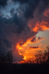 sun rays coming down through a cloudy sky. AI Generated