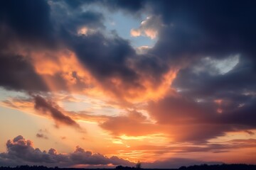 the sun rays shining against the looming clouds, sun rays coming down through a cloudy sky. AI Generated