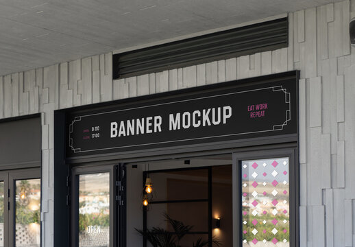 Black Restaurant Banner Mockup