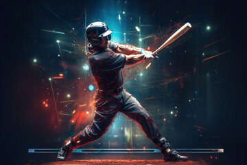 Graphic sketch of a baseball player in motion.  - obrazy, fototapety, plakaty