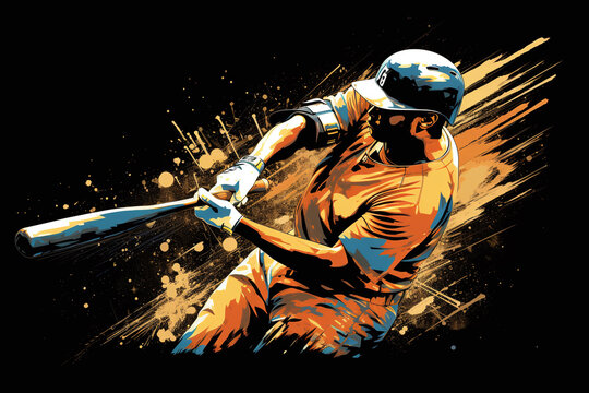Graphic sketch of a baseball player in motion. 